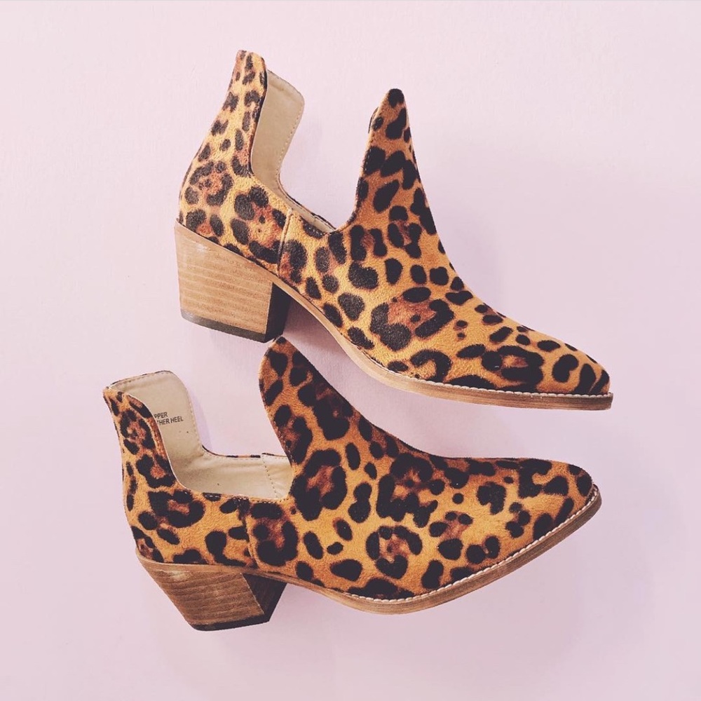 Leopard print booties